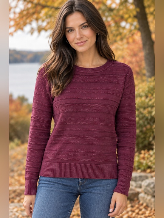 LOFT Sweaters - LOFT 100% Cotton Textured Crewneck Sweater in Deep Wine